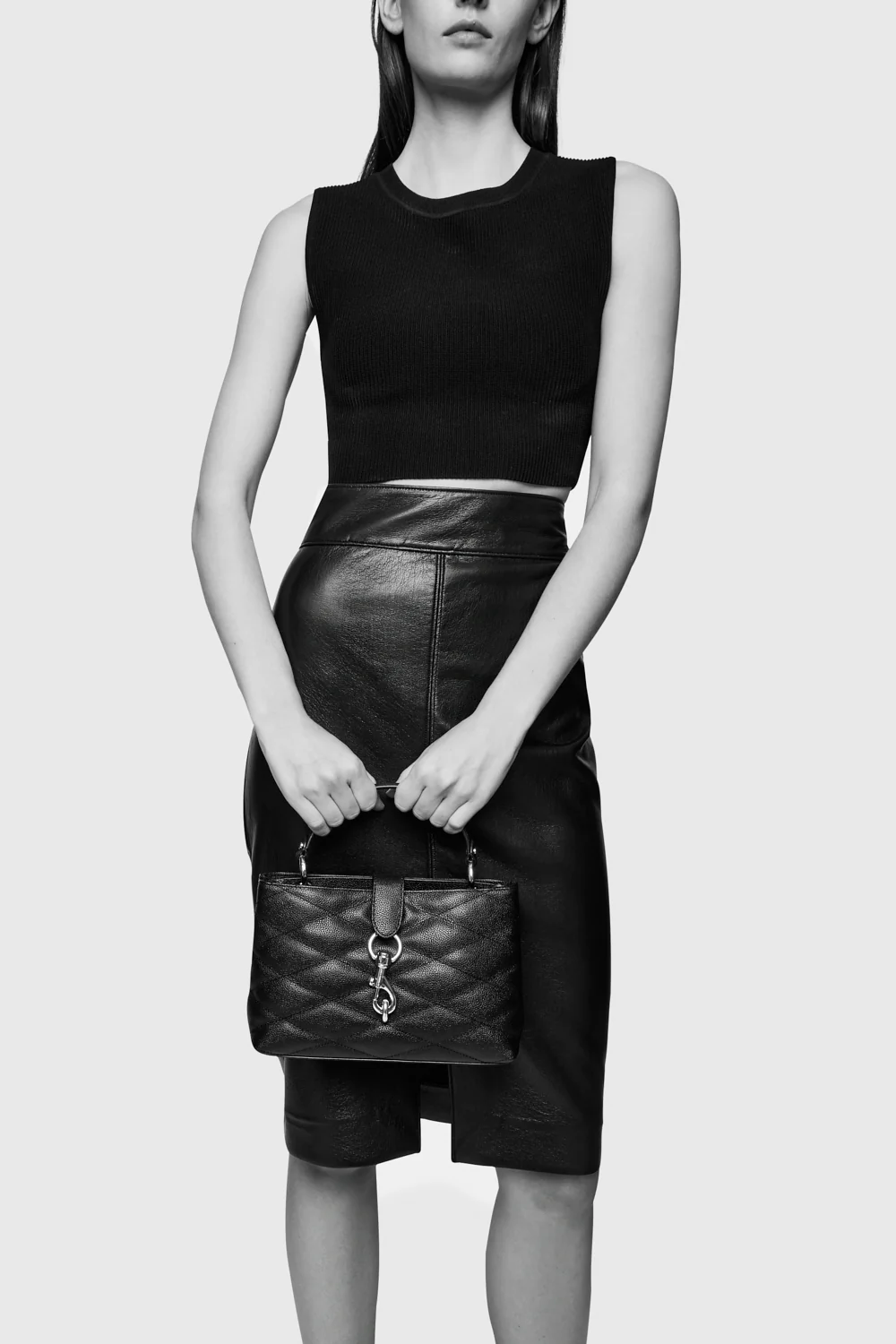 Edie Top Handle Satchel With Diamond Quilt - Image 4