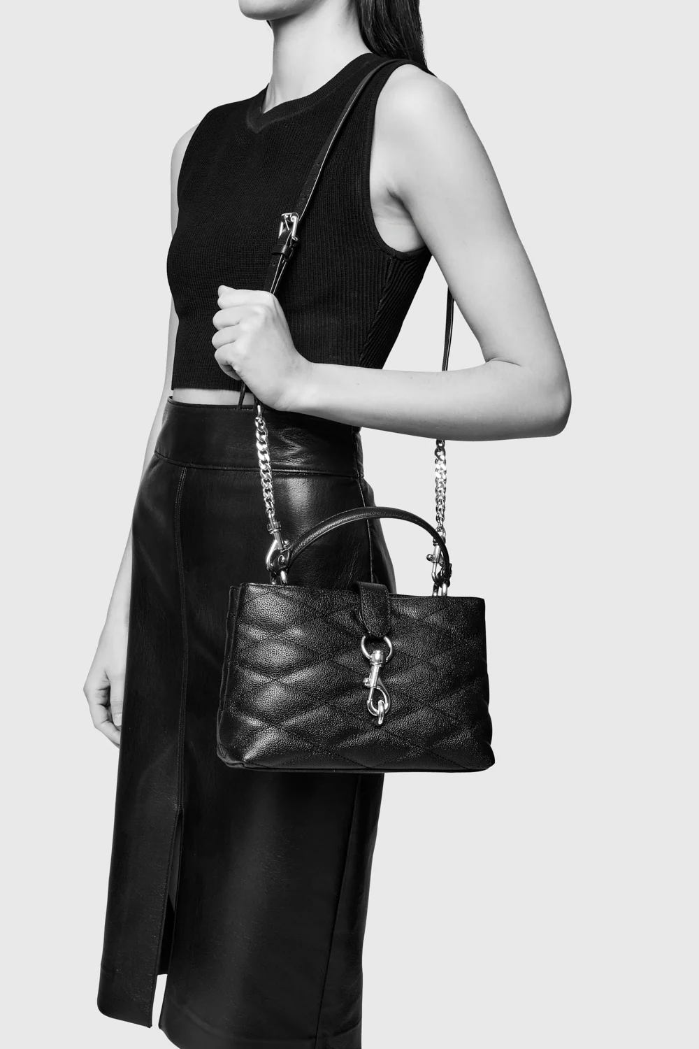 Edie Top Handle Satchel With Diamond Quilt - Image 5